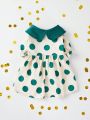 PETSIN St. Patrick's Green Polka Dot Doll Collar Princess Dress, Ball Gown Style, For Pet