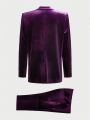 MOCODE Men's Velvet Blazer With Peak Lapel Single Button Closure And Trousers Suit Set