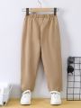 SHEIN Kids EVRYDAY Toddler Boys' Casual Woven Pants With Letter Print