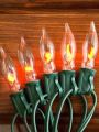 Couah Halloween Lights 10 FT C18 Retro Flickering Flame Lights with 11 Flame Light Bulbs Twinkle Halloween String Lights Indoor and Outdoor Halloween Decoration-Green Wire (1 Spare E12 Base Bulb)