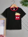 SHEIN Kids QTFun Young Boys' Casual Fries Print T-Shirt