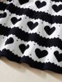 SHEIN Kids Y2Kool Girls' Heart Patterned Casual Sweater Dress