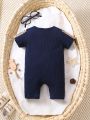 Baby Boy Plaid Patched Pocket Romper
