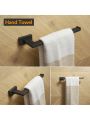 BESy 4pcs/set Stainless Steel Bathroom Accessories Set (Towel Bar, Hand Towel Holder Towel Rack, Toilet Paper Holder, Towel Hook), Wall Mounted Towel Hanger Bathroom Hardware Fixtures Set