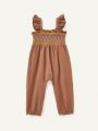 Cozy Cub Baby Girl Short Sleeve Elastic Waist Overalls Jumpsuit