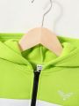 SHEIN Kids SPRTY Boys' Hooded Sweatshirt With Color Block And Patchwork Design