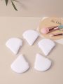 Two-sided suede Powder Puff,5pcs White Triangle with Band Handle sponge puff for Under Eyes and Face Corners Loose Setting Powder
