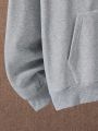 Men's Plus Size Cartoon Letter Print Drawstring Hooded Fleece Sweatshirt