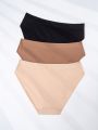 3pcs Seamless Women'S Triangle Panties With Bow Decoration