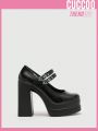 Everyday Collection Women'S Black Chunky Heel Elegant High Heel Shoes