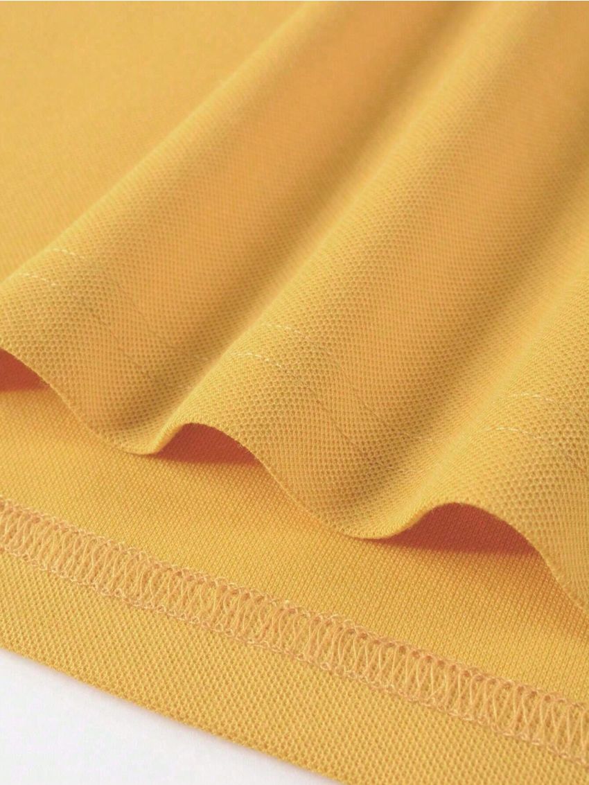 Manfinity Homme Men's Plus Size Striped Pattern Printed Long Sleeve Polo Shirt