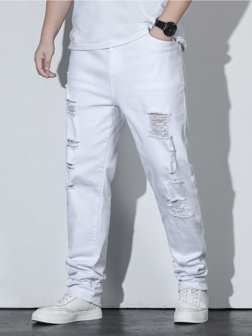 Men's Plus Size Ripped Jeans With Pockets