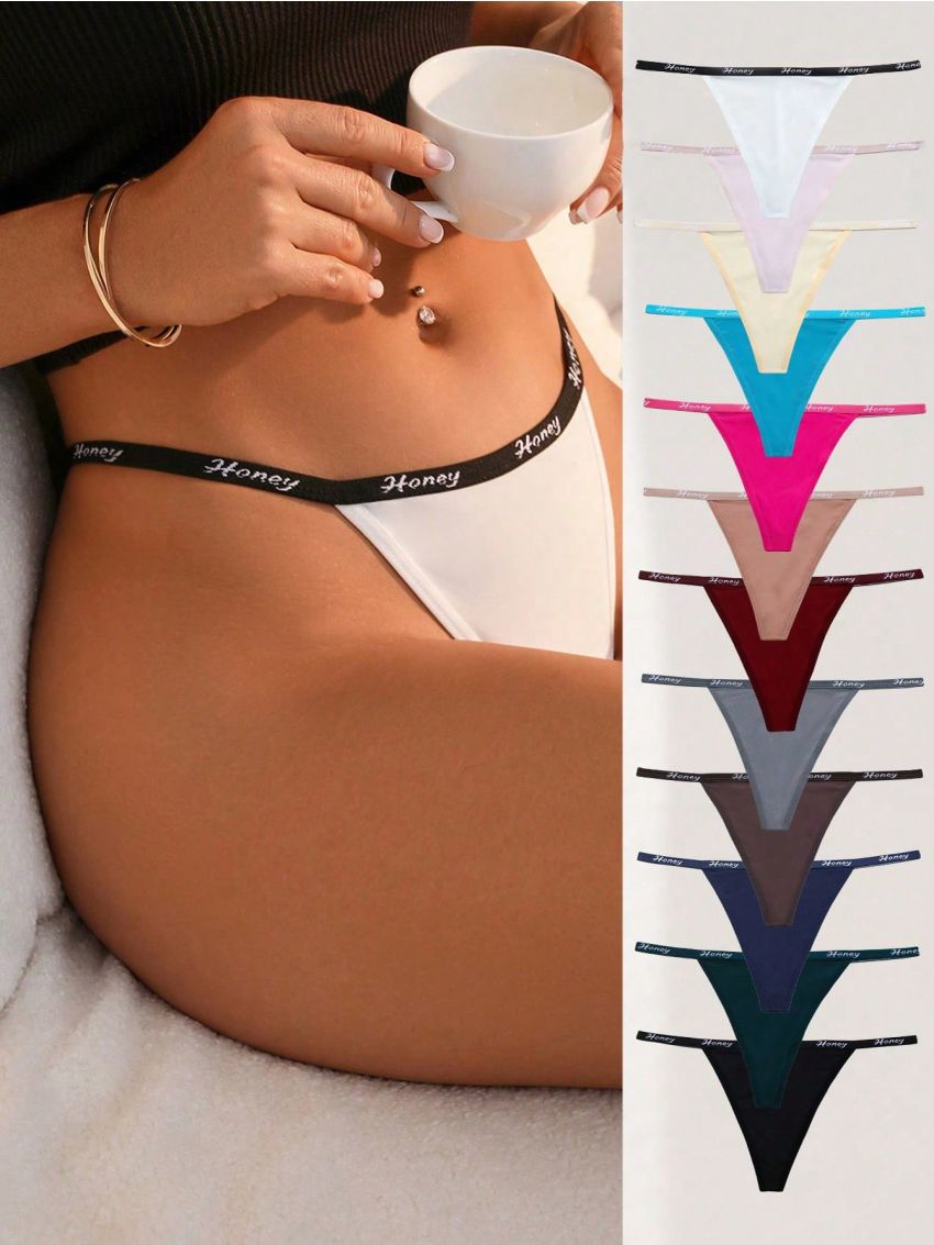 SHEIN 12pcs Women's Alphabet Tape Thong