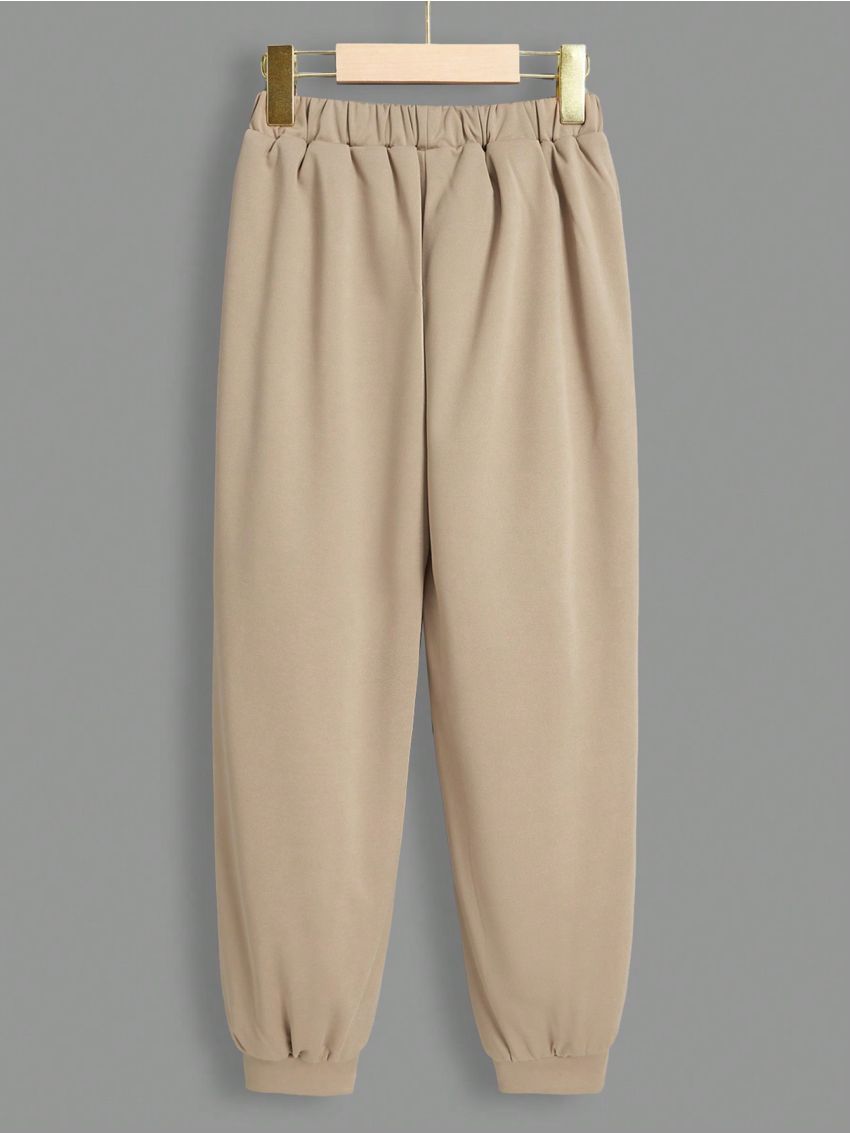 SHEIN Kids EVRYDAY Boys' Leisure Comfortable Warm Fleece-lined Jogger Pants