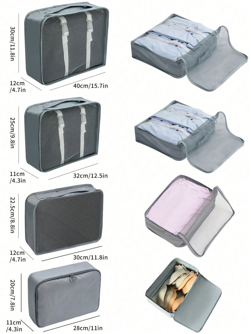 10pcs/set Polyester Travel Toiletry Bag, Modern Portable Makeup Organizer For Travel