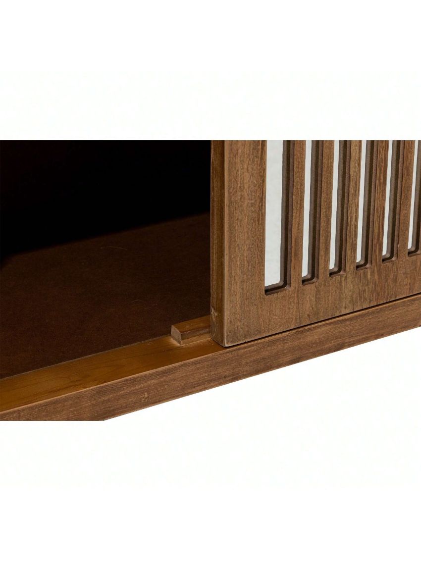 COZAYH Farmhouse Storage Cabinet Accent Mirror Fronts Sideboard Wood Buffet Cabinet with 2-Door for Living Room, Entryway, Bedroom, Kitchen