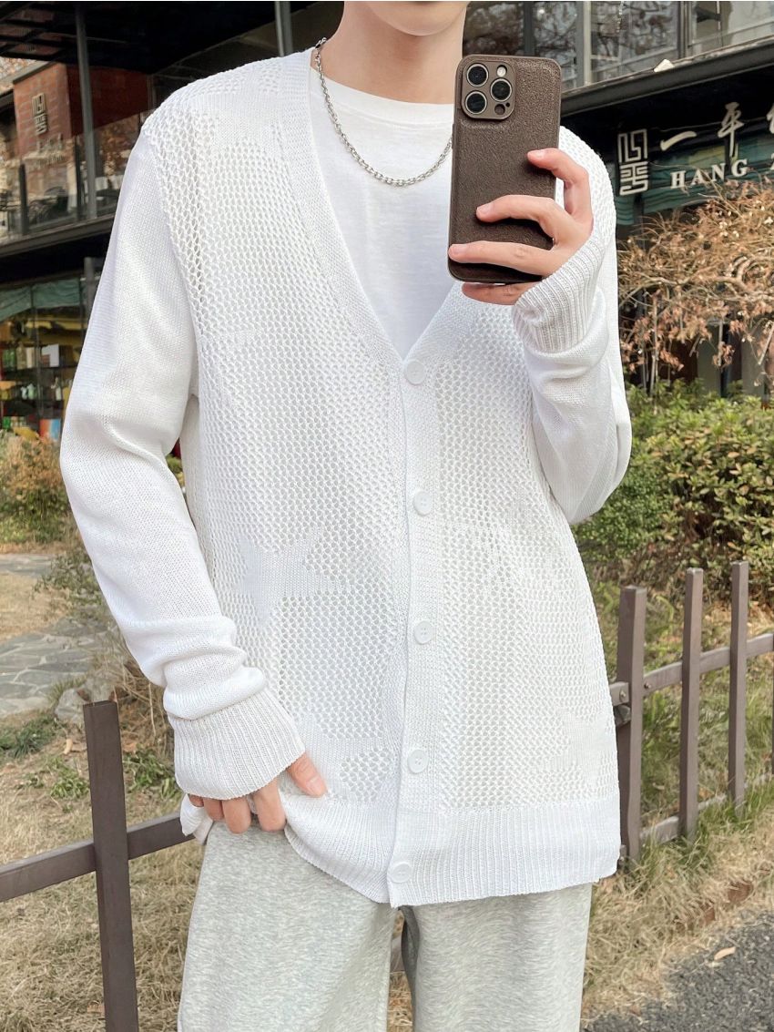 Men'S Long Sleeve Single Breasted Cardigan