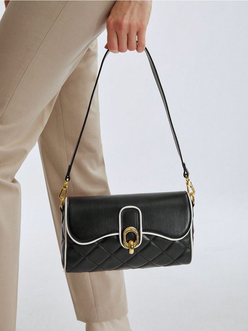 MOTF PREMIUM METALLIC DECORATION FLAP CROSSBODY BAG FOR WOMEN