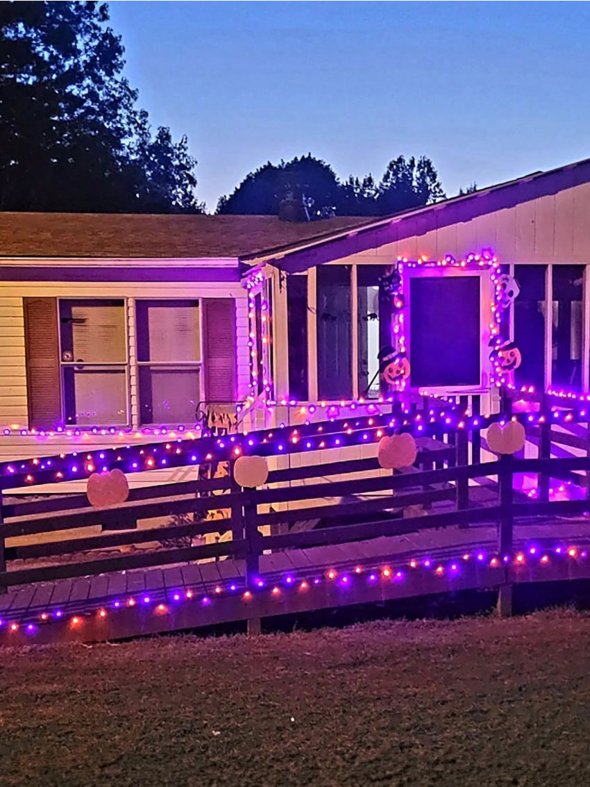 1PC, Halloween Solar Star Light String, (orange+purple), Outdoor Light String Rainproof And Without Electricity, Indoor Courtyard Garden Christmas Party Decoration, 32.8ft/10 Meters, 100 Lights