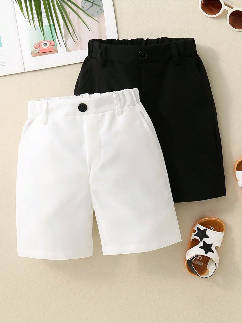 SHEIN Kids FANZEY Little Boys' Elastic Waist Shorts