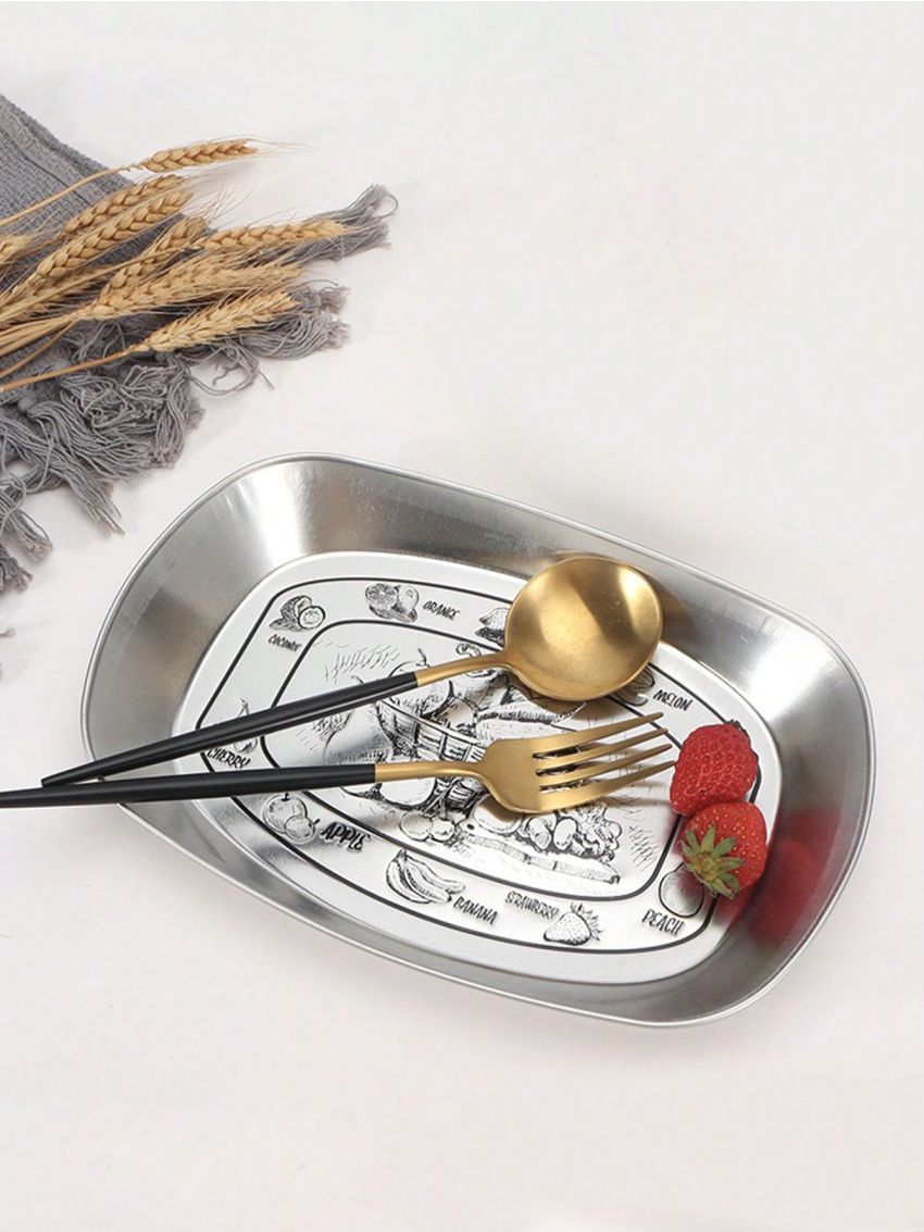 1pc European Style Vintage Enamel Plate For Camping, Road Trip, Bbq, Portable Campfire Cooking Set