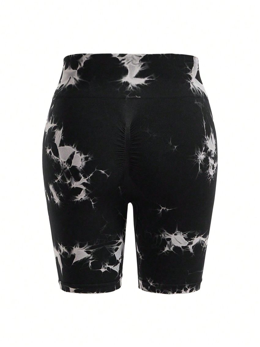 Yoga Basic Plus Size Tie-Dye Sports Shorts