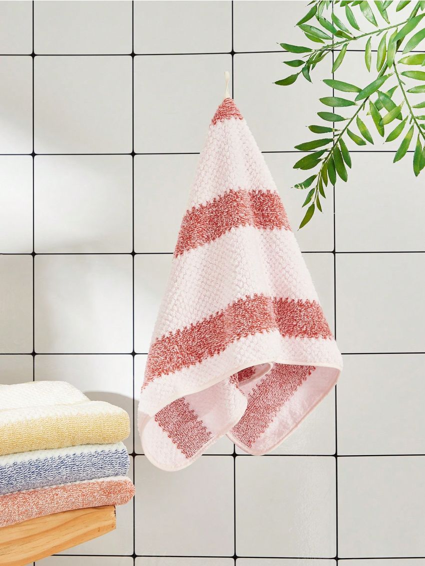 SHEIN Basic living 1 pc striped pineapple check coral fleece Bath Towel