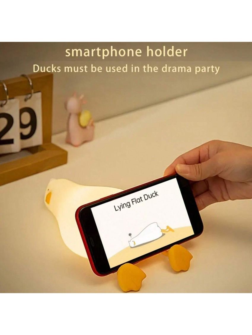 Duck Night Light Flat Duck Silicone Sheet Bedroom Light Timing Light Charging Atmosphere Light, Three Levels of Brightness Adjustment, Silicone Shell, Built-In Rechargeable Battery, Can Be Set For 30 Minutes Automatic Shutdown