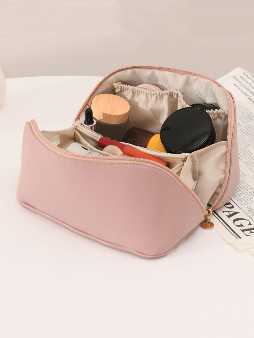 1pc Solid Makeup Bag , Travel Essentials
