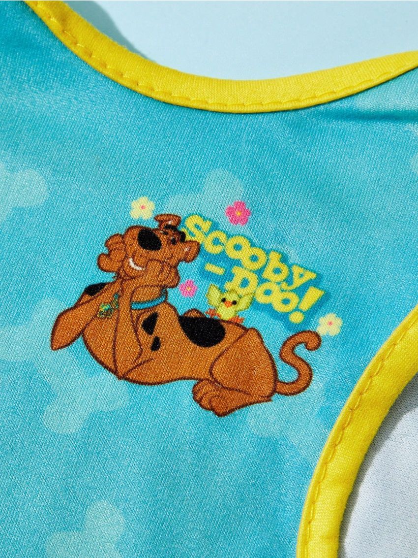 SCOOBY-DOO X SHEIN Green Vest With Cute Pet Footprint Design