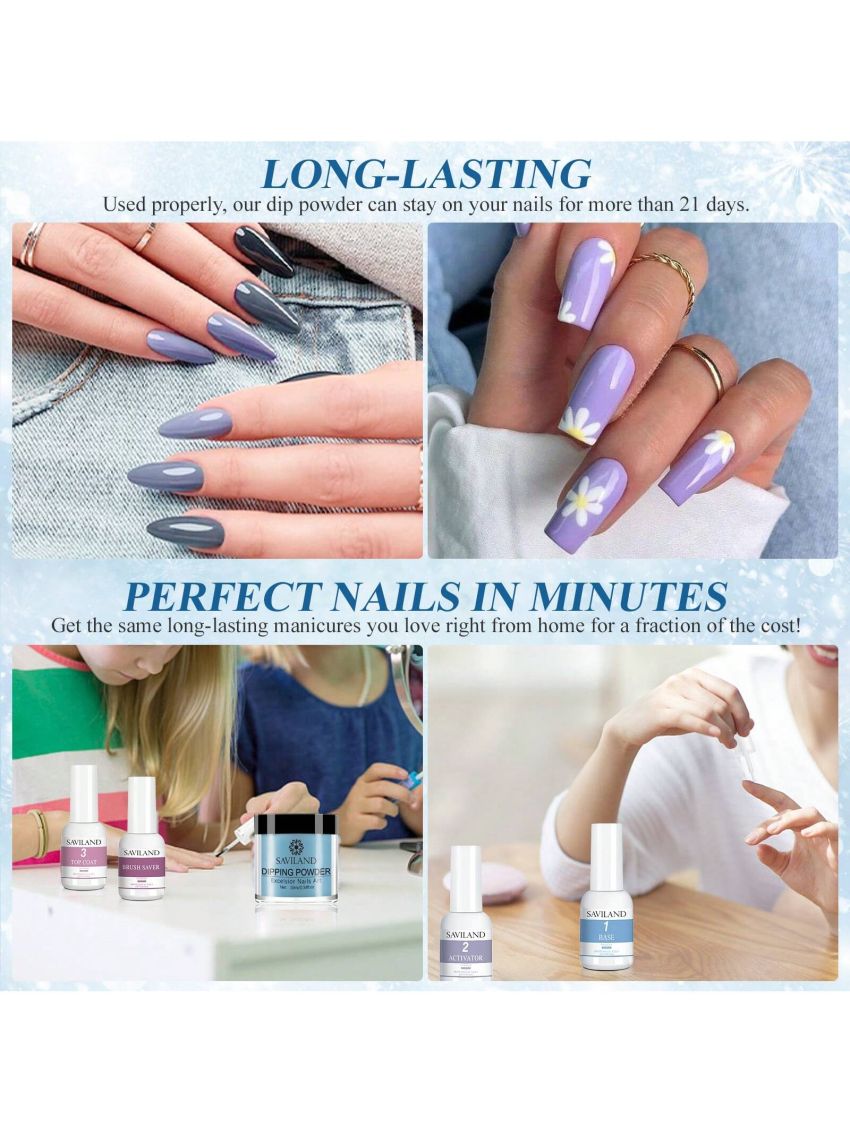 Saviland 39pcs Dip Powder Nail Kit - 30 Colors Dip Powder Set Nail Dip Powder Kit with 4*15ml Dip Liquid Set Base & Top Coat Activator Brush Saver Nail Art Tools for French Manicure Nail Salon DIY at Home
