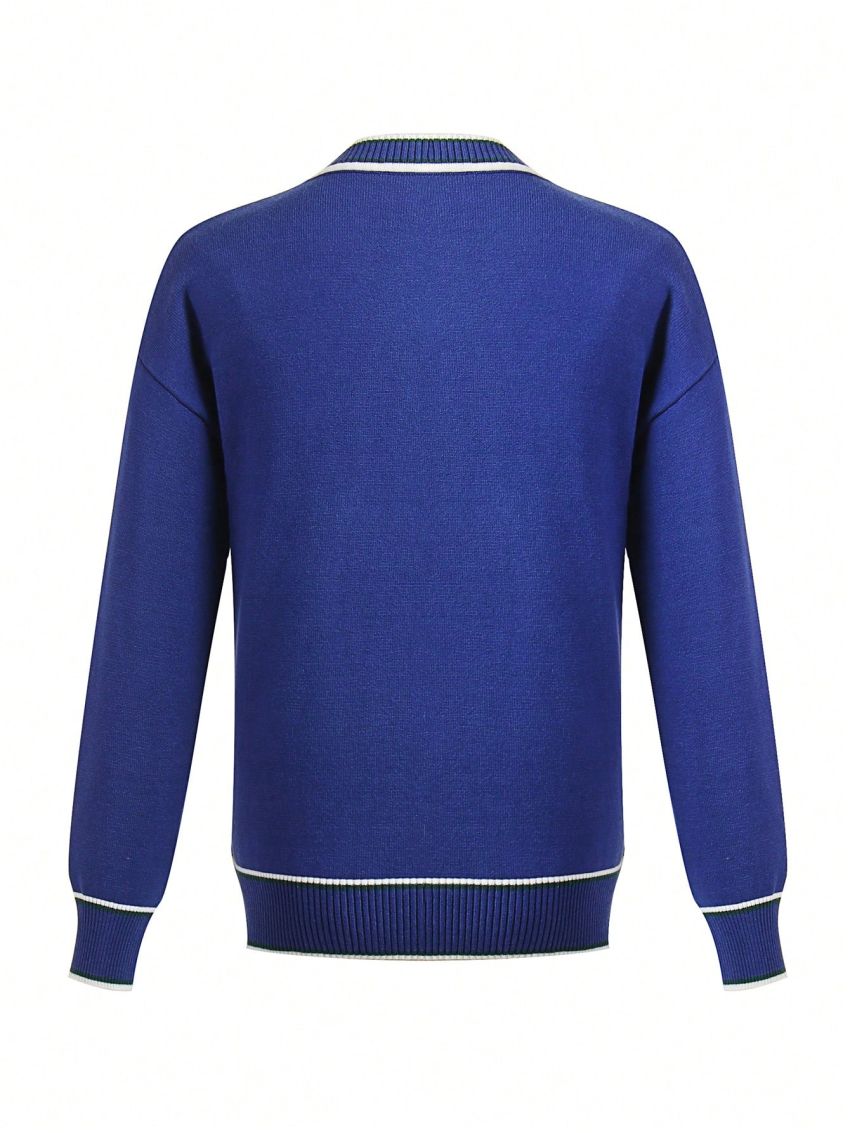 Teen Boy Contrast Trim Button Front Cardigan