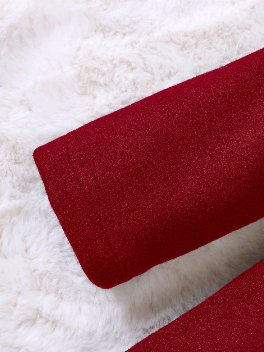 Toddler Girls' Winter Woolen Coat With Turn-Down Collar