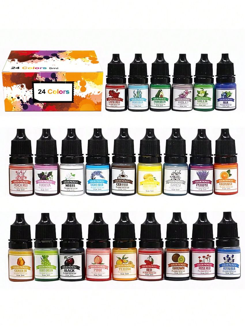 1pc One Of 24 Colors 5ml Epoxy Resin Pigment Candle Dye Liquid Coloring Dye For Diy Uv Epoxy Resin Mold Jewelry Making Candle Soap Making