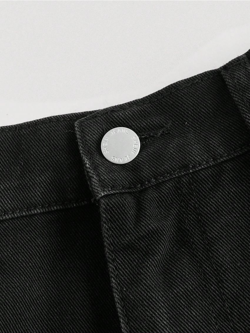 SHEIN EZwear Plus Solid Pleated Denim Skirt