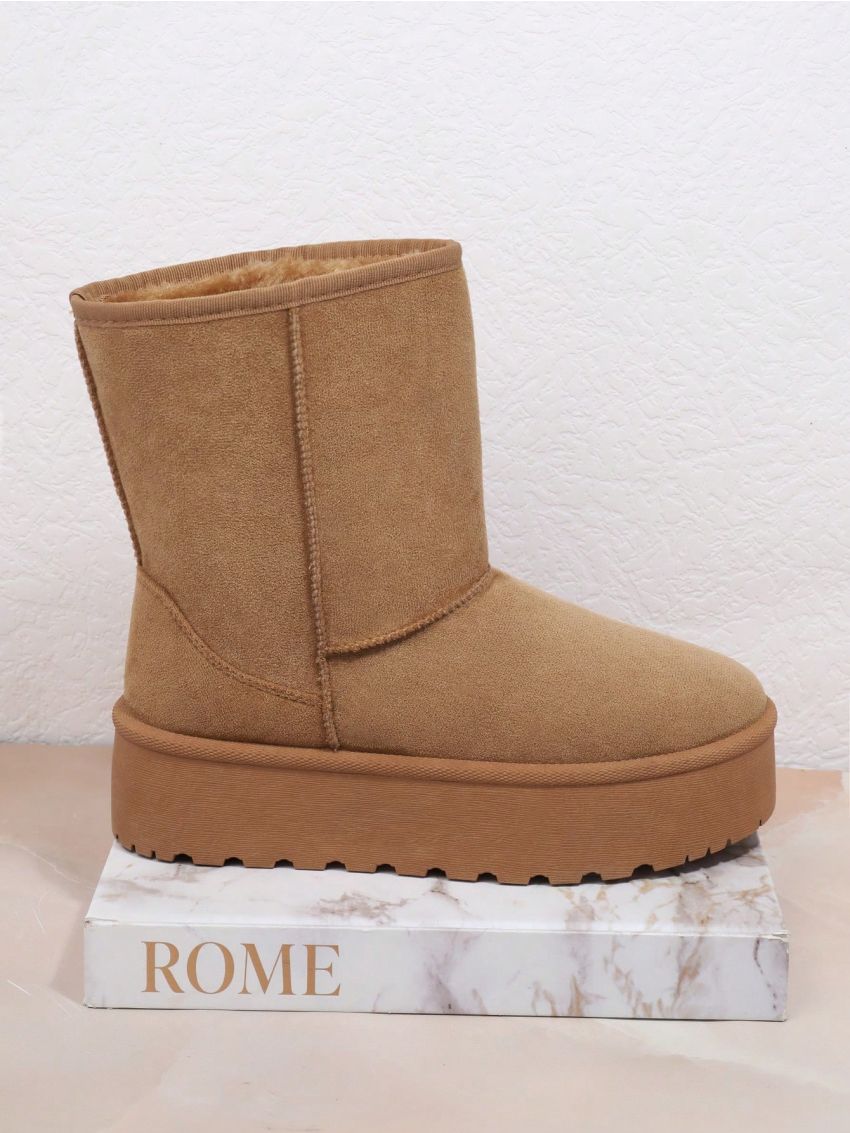 Women's Thick-Soled Brown Snow Boots