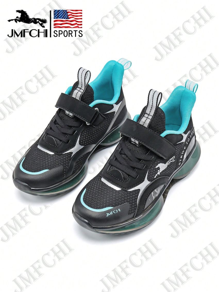 JMFCHI Kids Running Shoes Lightweight Breathable Boys and Girls Athletic Shoes Black and Blue for Little Kids/Toddler