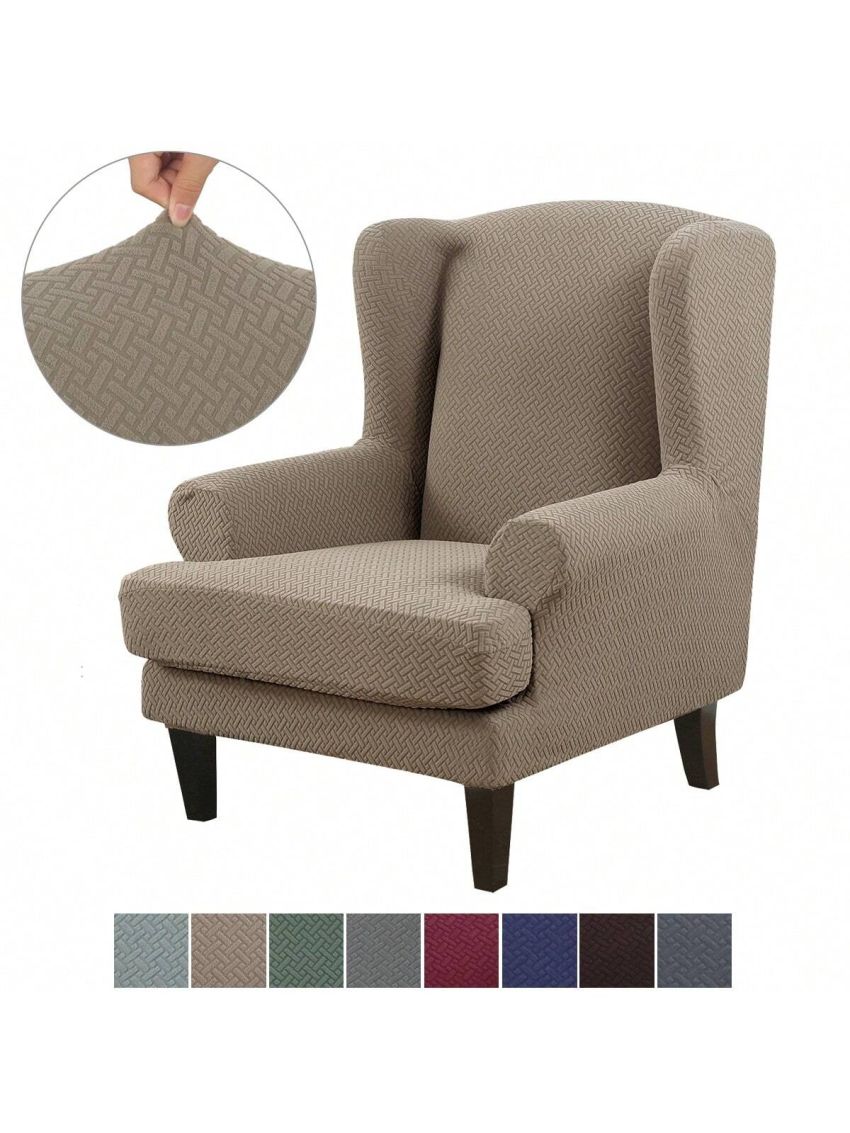 Wingback Armchair Cover Stretch Slipcover Elastic Wing Chair Cvoer Protector 2 Pieces