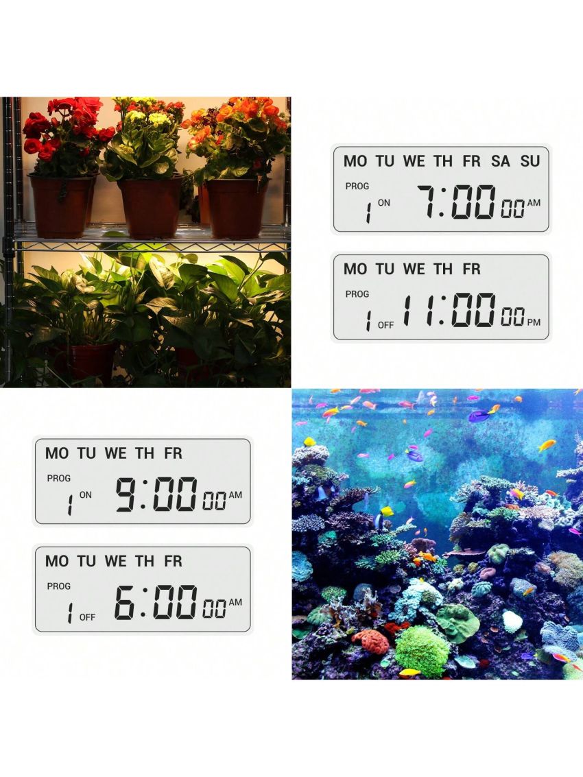 DEWENWILS 8-Outlet Power Strip with Timer (4 Timed/ 4 Always On), Digital Timer Outlet for Reptile Light, Turtle Grow Light Indoor Bearded Dragon Tank Accessory Aquarium, 6ft SJT Cord, 15A UL Listed