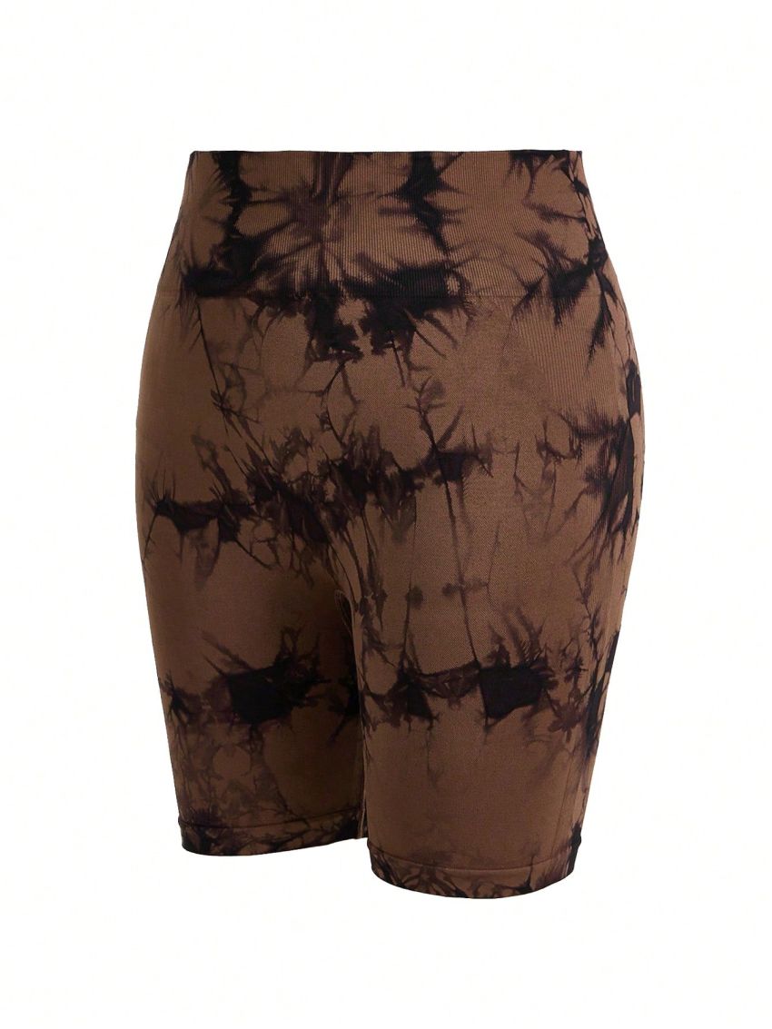 Yoga Basic Plus Size Tie-Dye Sports Shorts