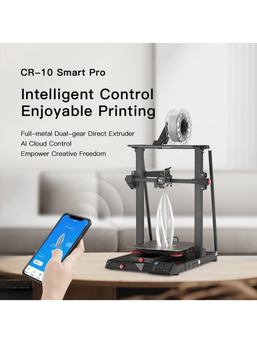 Official Creality CR-10 Smart Pro, Large 3D Printer with HD Camera LED Light and Remote Control, Auto Leveling, Dual Gear Direct Extruder, Flexible PEI Bed for DIY Home and School, 300×300×400mm