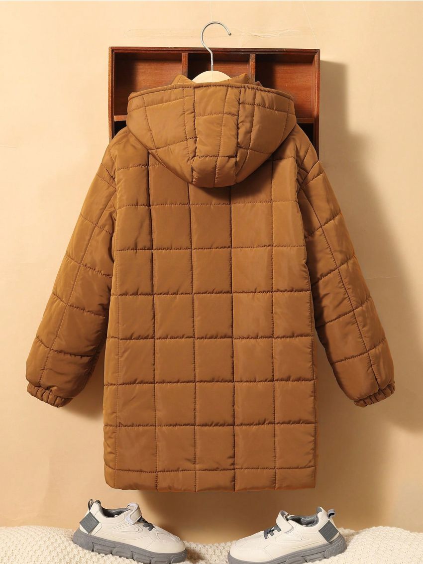 SHEIN Tween Boy 1pc Dual Pocket Hooded Tissue Coat