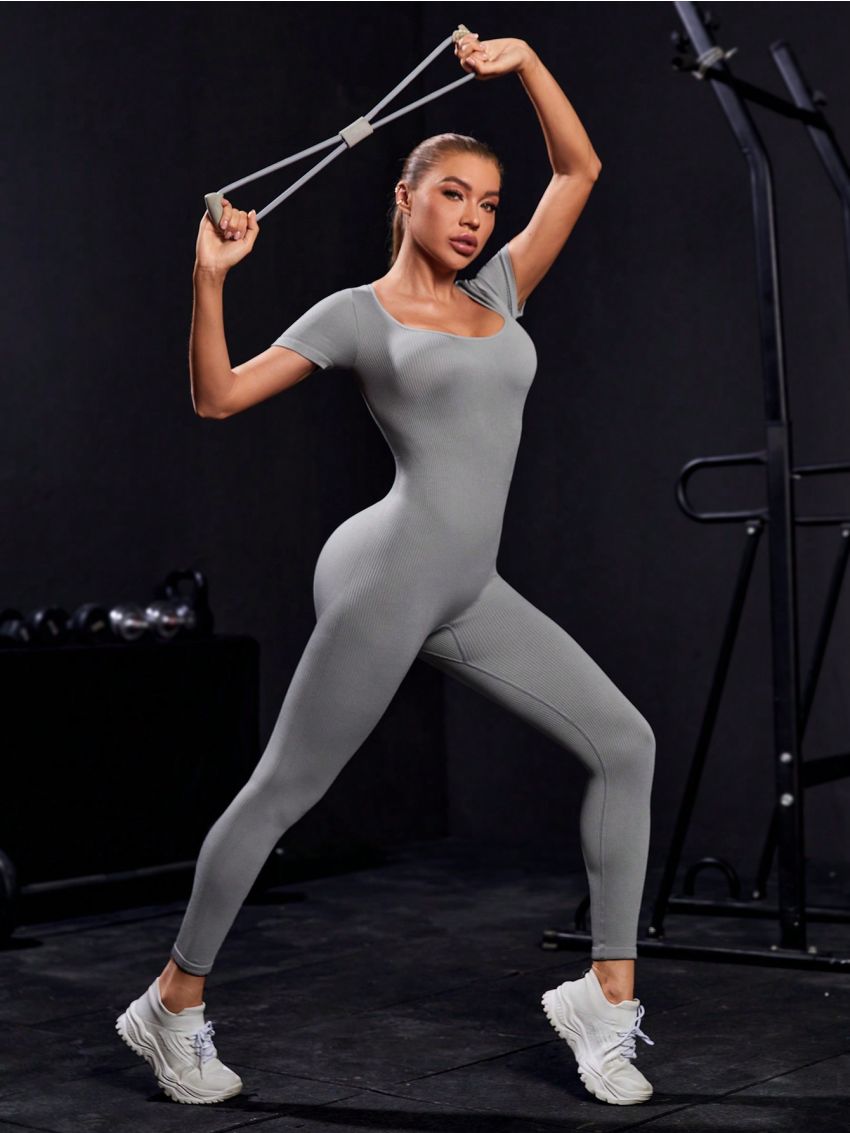 Yoga Basic Women'S Seamless Mock Neck Sports Jumpsuit