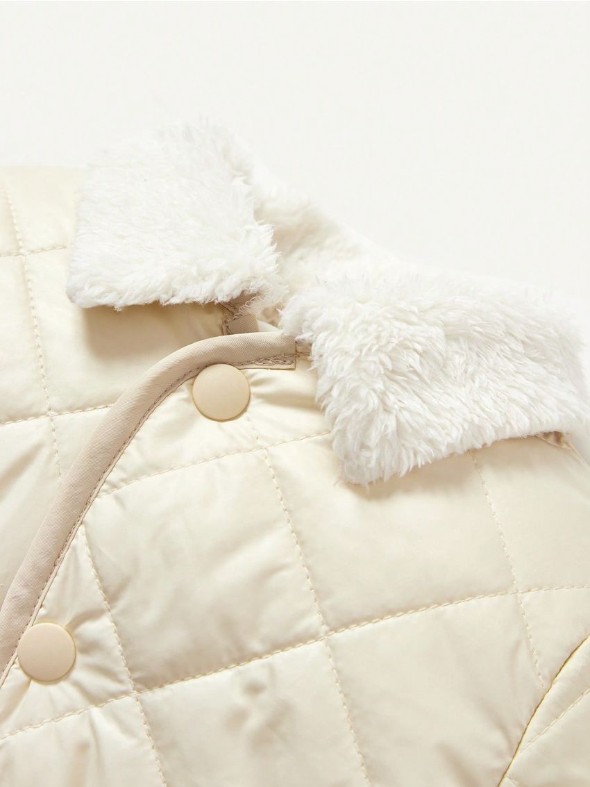 Cozy Cub Baby Boy Borg Collar Flap Detail Quilted Coat Without Sweater