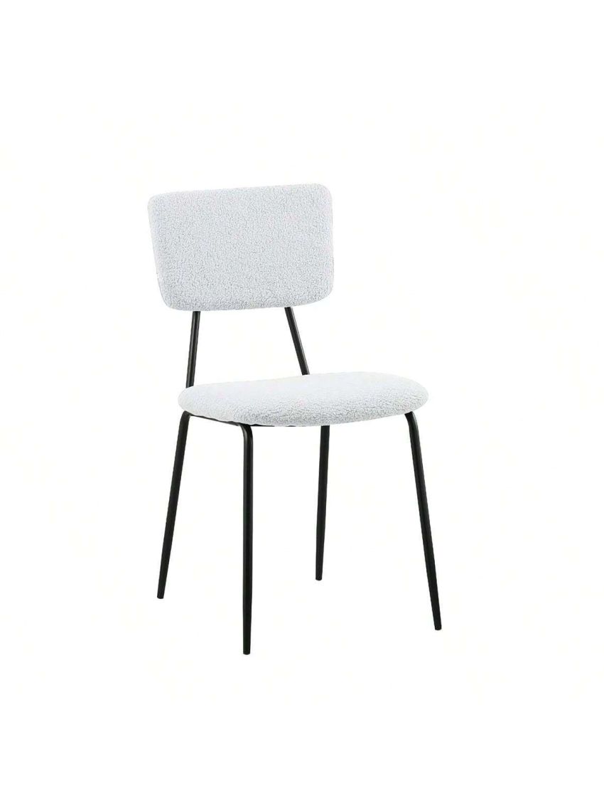 Dining Room Chairs Set of 2, Modern Comfortable Feature Chairs with Faux Plush Upholstered Back and Chrome Legs, Kitchen Side Chairs for Indoor Use Home, Apartment