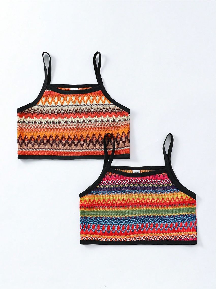 Big Girl 2pcs Geometric Pattern Camisole Underwear