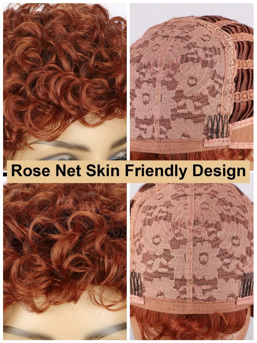 Short Curly Synthetic Hair Wigs For  3Inch Short Afro Kinky Curly Wig Pixie Cut Curly Wigs