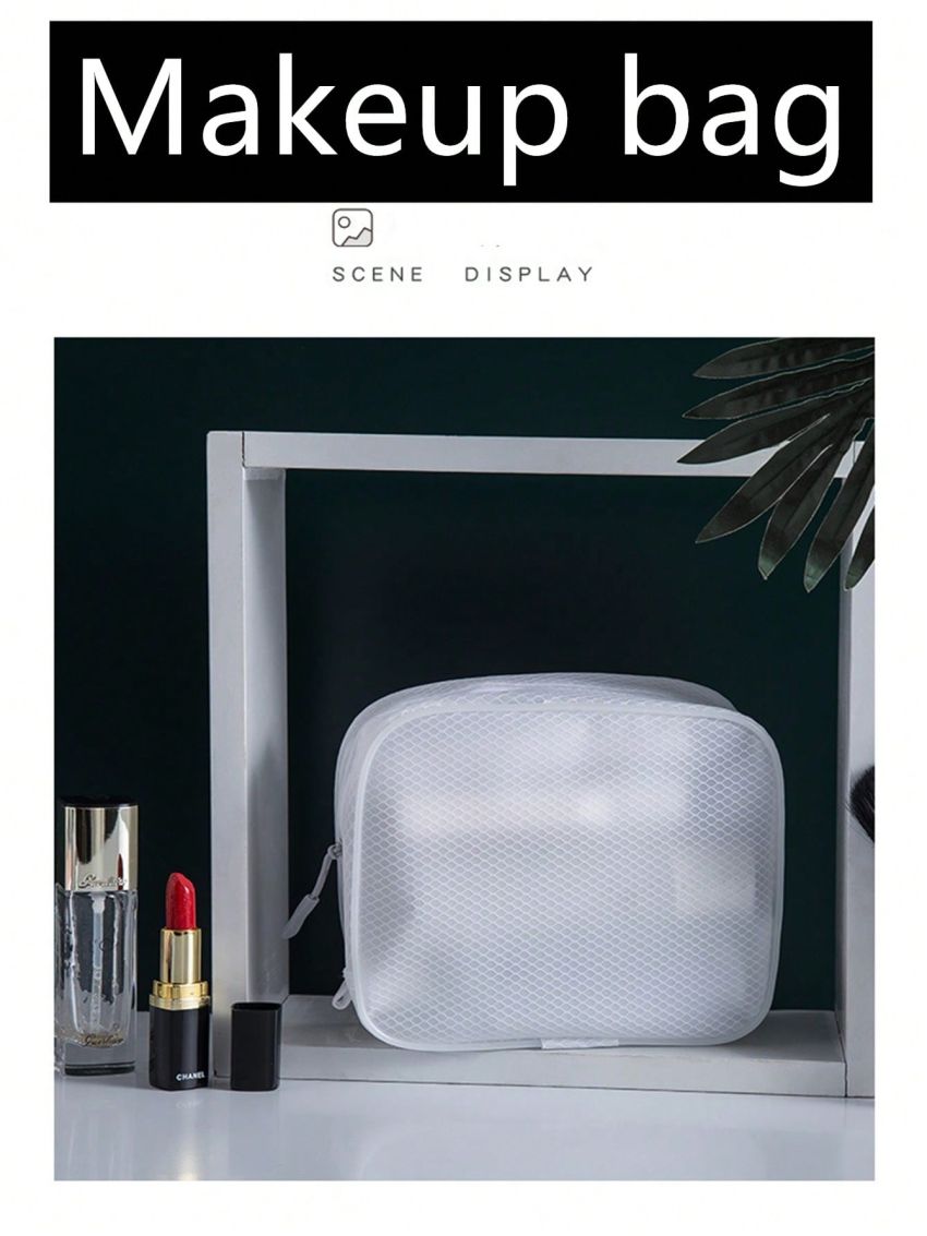 Eva Waterproof Cosmetic Bag With Large Capacity, Portable, Semi-transparent, Sandblasted, For Toiletries, Travel, Swimming, Cosmetics Storage Etc.