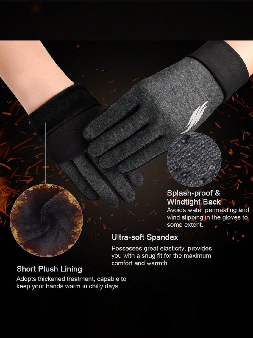 ATARNI Winter Warm Splash-proof Windtight Sports Gloves for Men Anti-slip Gloves Touch Screen Gloves with Reflective Printing for Hiking, Running, Riding, Walking dogs