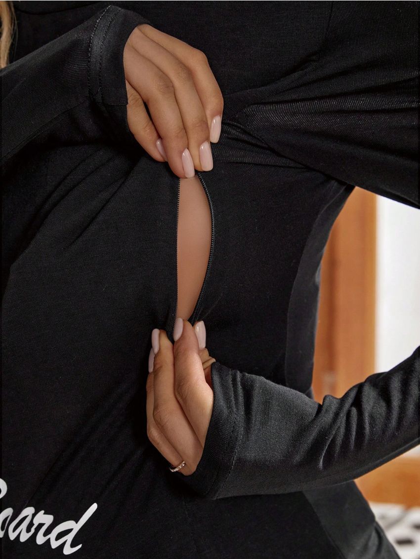 SHEIN Maternity Footprint Nursing T-shirt